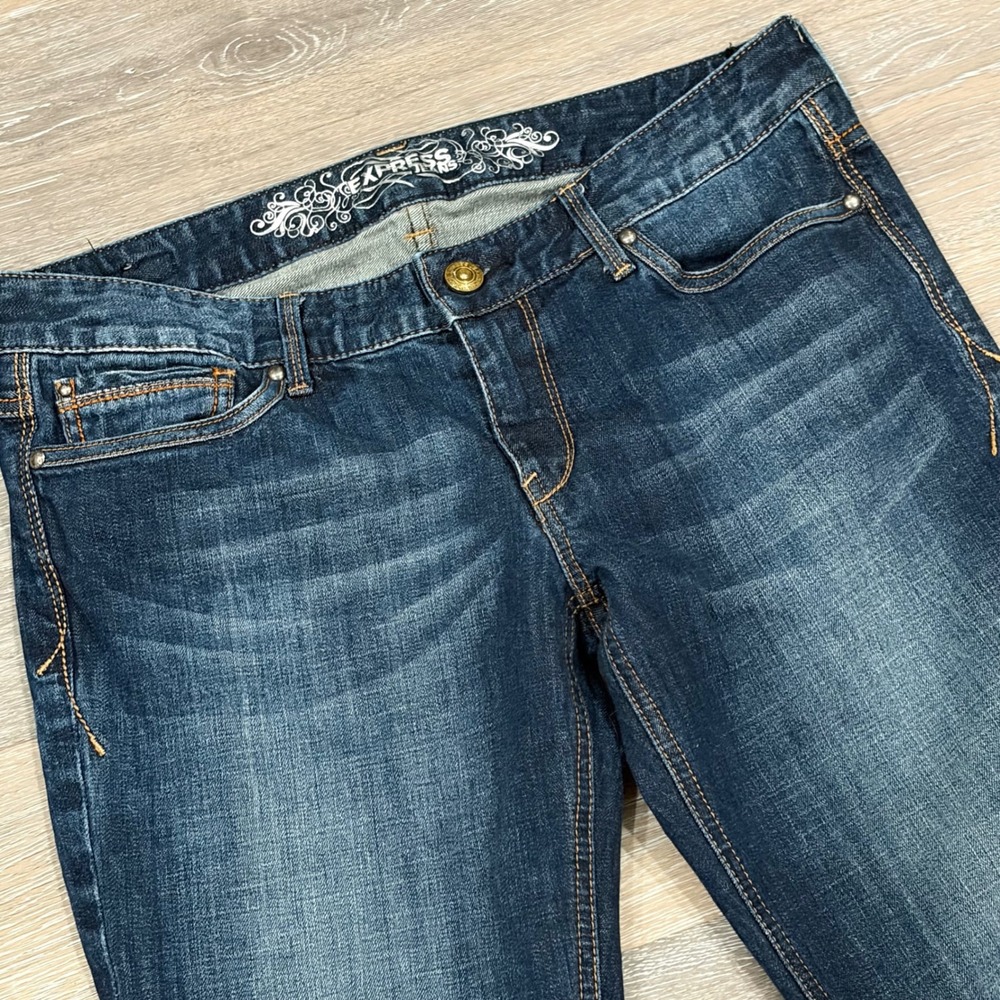 Express Stella Bootcut Jeans Womens 10S Low Rise Dark Wash Regular Fit Denim
